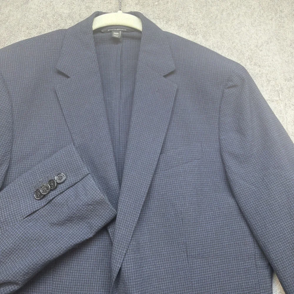 Banana Republic 38R Blazer Blue Check Wool Blend CR+ Performance‎